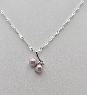 Freshwater Pink Real Pearl Necklace 18” Silver Plated Twisted Chain NWOT